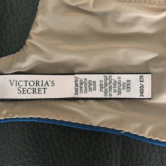 Victoria’s Secret Lined Perfect Coverage Bra Shimmer Blue Convertible Straps - Picture 10 of 11